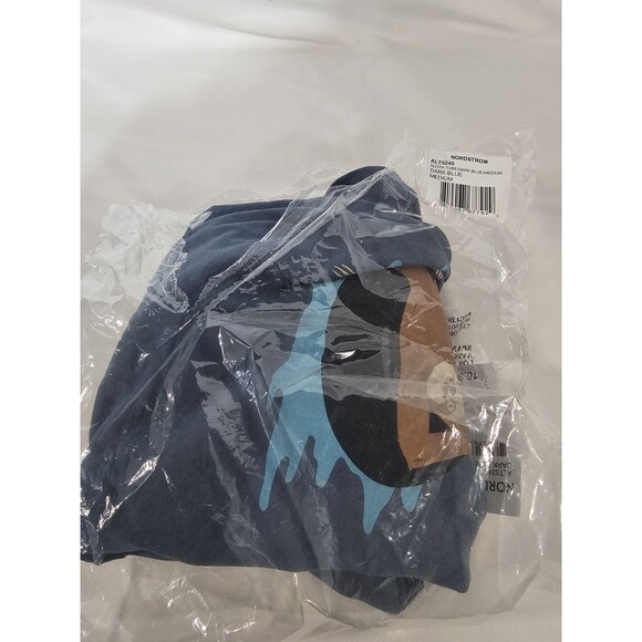 Altru T Shirt Graphic Crew Neck Cotton T Shirt Mens Blue Sz M Sloth NWT - Picture 6 of 7